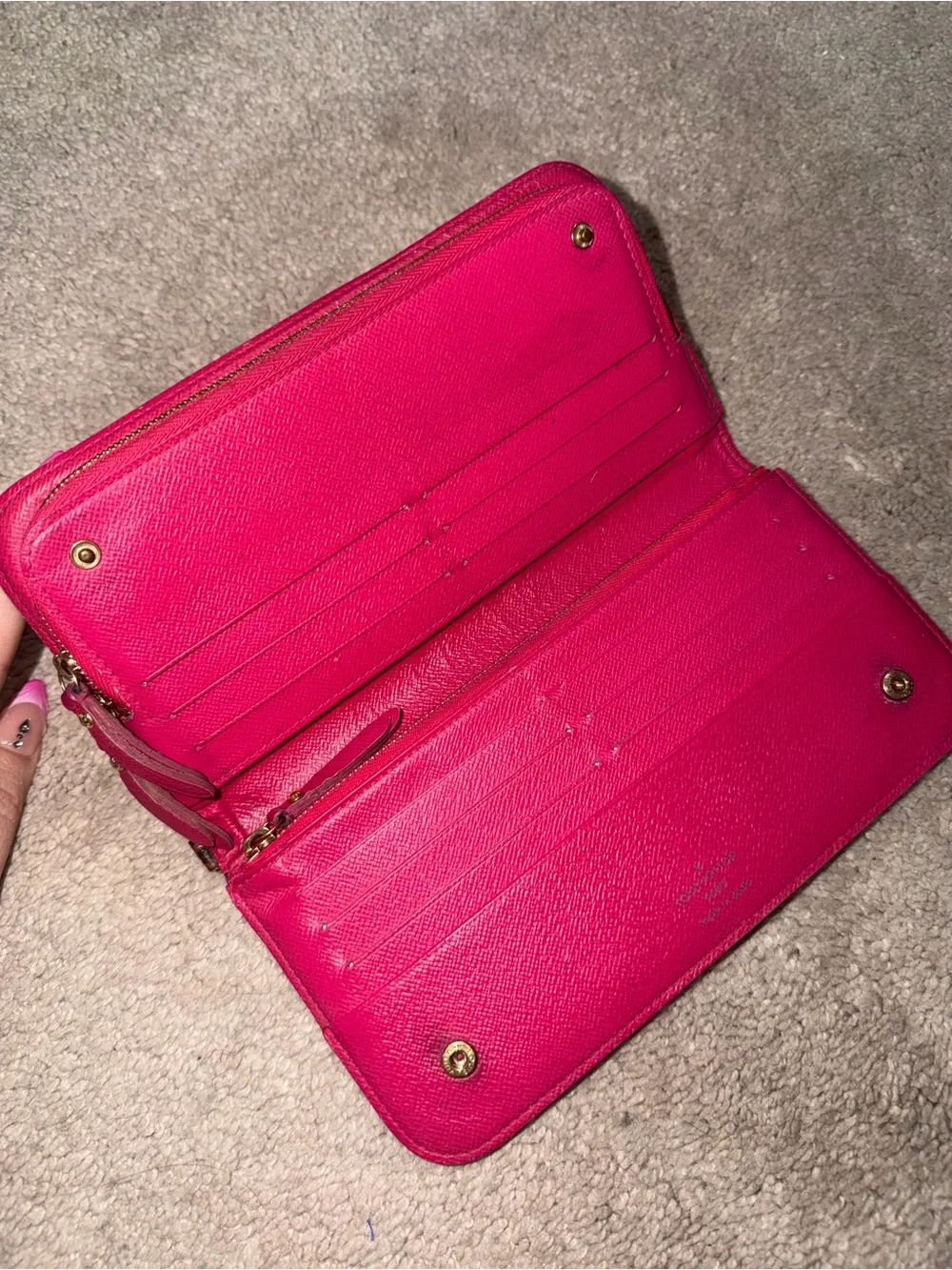 Louis Vuitton Monogram Zip Wallet in Brown with Pink interior rare